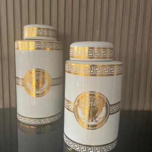 Ensemble de Pots Décoratifs « Versace – Blanc Élégant »
